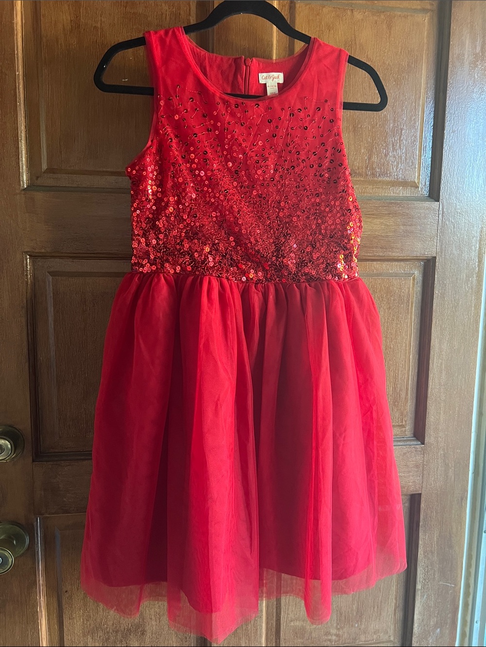 Cat & Jack Red Sequin Tulle Party Dress